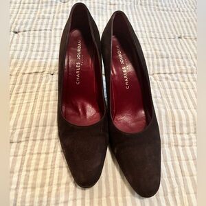 Charles Jourdan Dark Brown Suede Heels- Size 9.5 (Narrow)
